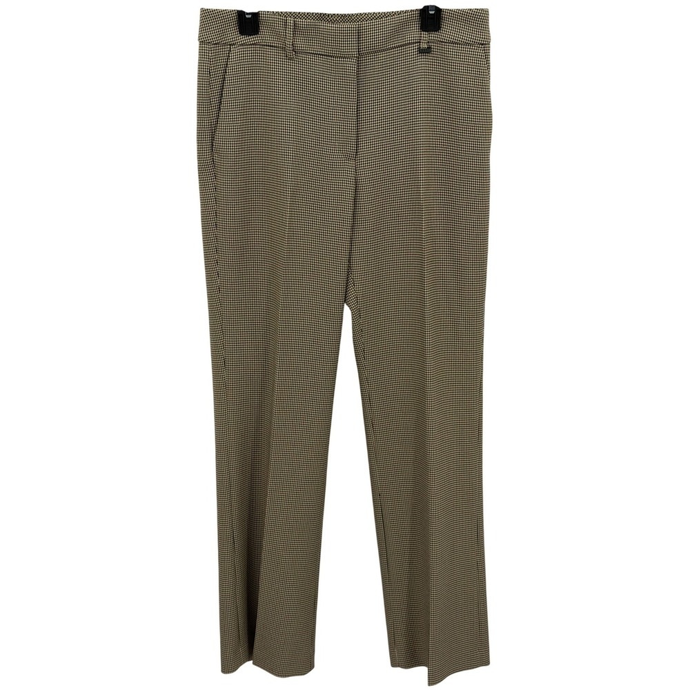 DKNY Pants Women 8 Tan Houndstooth High Rise Stretch Preppy Office Work Academia